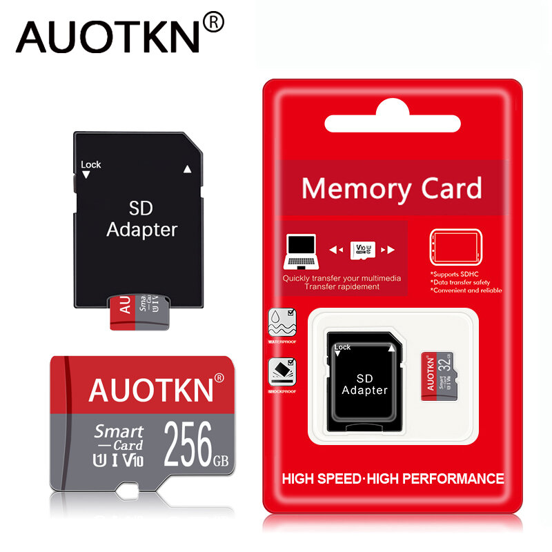 Kartu SD mikro adaptor gratis, kartu TF kecepatan tinggi 32GB 64GB 128GB 256GB 512GB SDXC C10 8G 16G untuk Nintendo switch game