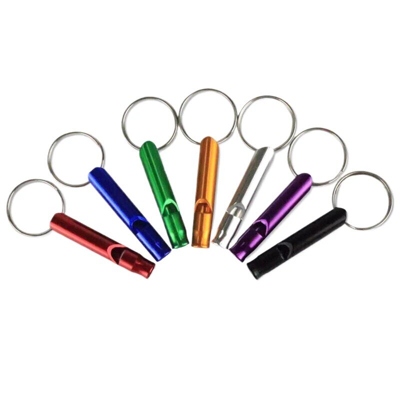 Pequeno Multifuncional Alumínio Emergency Survival Whistle, Keychain, Camping, Caminhadas, Outdoor Training Tool
