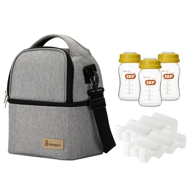 Baby new bottle insulated bag milk storage thermal insulation  double breast milk preservation cooler lunch bag for mummy