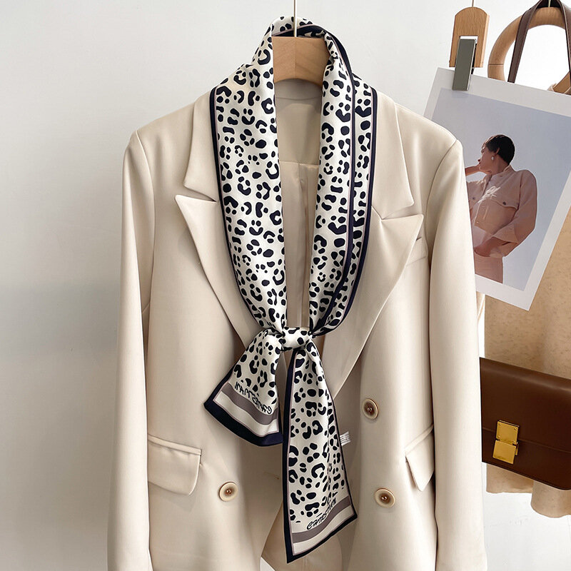 50 colori nuove donne di seta stampato Design sciarpa scialle moda lusso lungo stretto piccole sciarpe di seta signore fascia copricapo