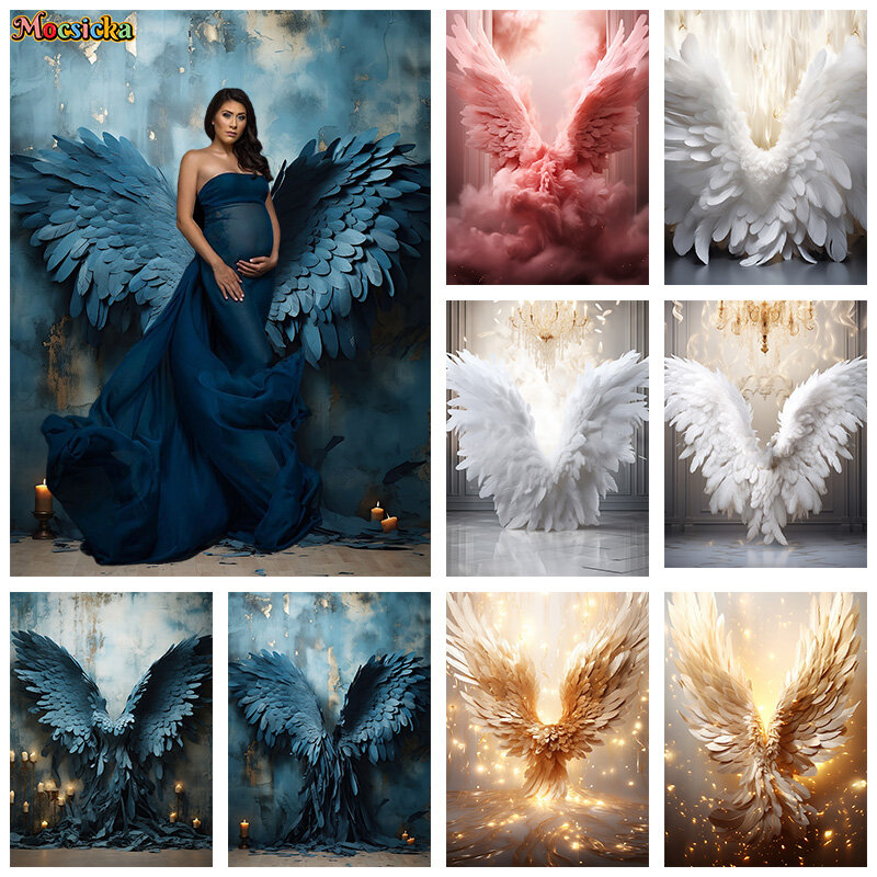 Mocsicka Photography Backgrounds Adult Maternity Decor Backdrops Feather Wings Broken Walls Portrait Photo Banners Studio Props
