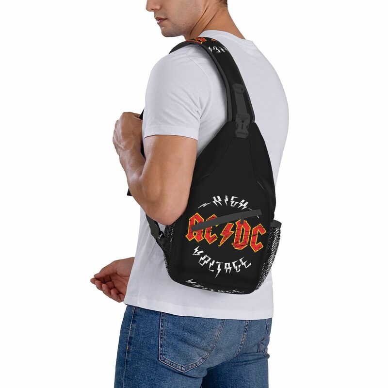 Mochila pequeña de Metal pesado AC DC, bandolera de pecho, mochila de hombro para senderismo al aire libre, mochilas de día, bolso de moda musical Rock