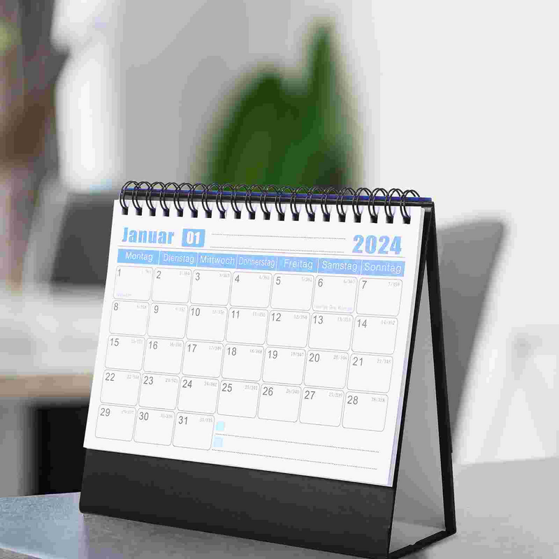 Calendario de escritorio alemán, planificador de pie, suministros de oficina