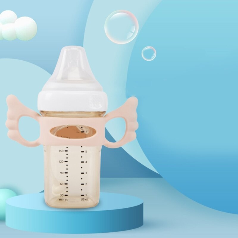 ที่จับขวดนม ที่จับขวดนม ที่จับซิลิโคน ที่จับขวดนมสำหรับขวดแก้ว ด้ามจับง่ายสำหรับเด็กทารก