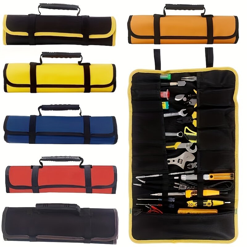 Oxford Cloth Folding Wrench Bag, Bolsa de Armazenamento de Ferramentas Portátil, Multifuncional, Handheld Roll, Ferramentas Eletricista, 600D