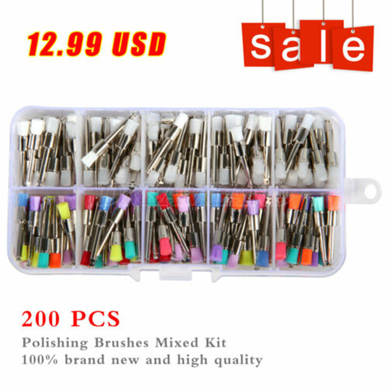 200pcs Dental Prophy Brushes/Cups Polishing Polisher Disposable Latch type Mixed color Used for stain removal and polish