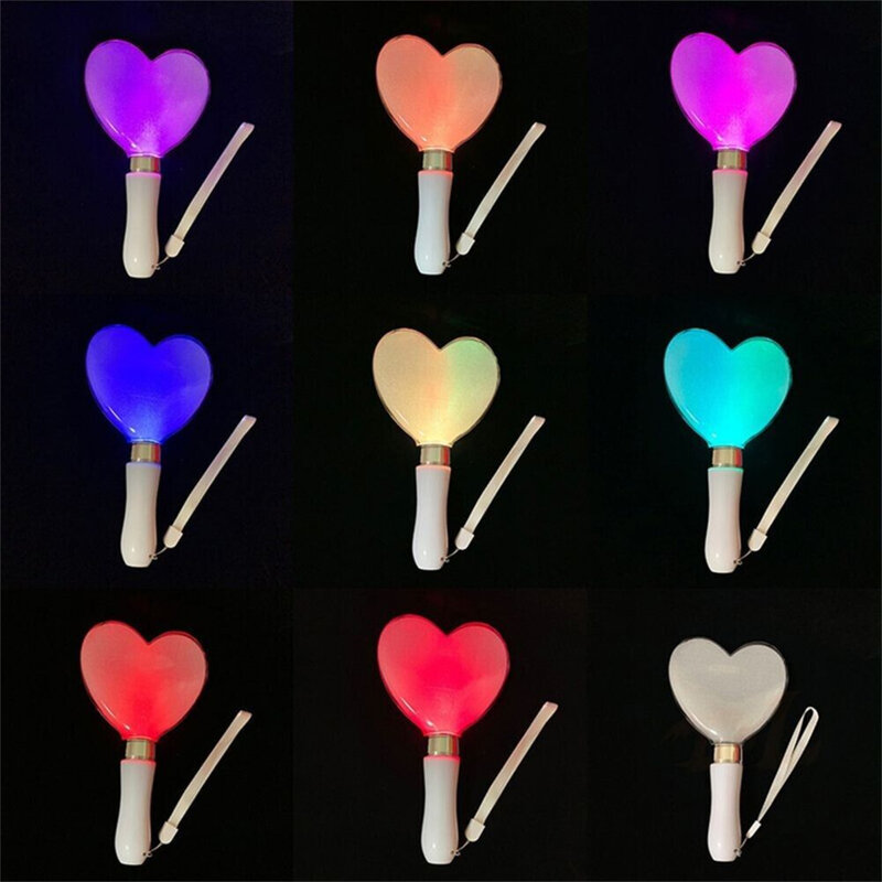 Coração em forma de luz piscando, LED Glow Stick, alimentado por bateria, 15 cores mudam, apto para festa de casamento