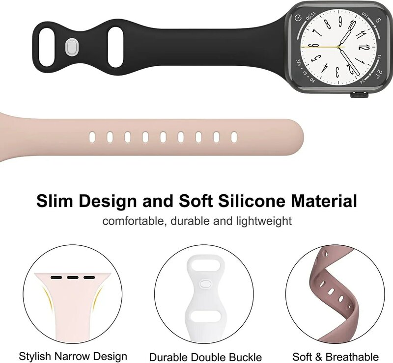 Silicone loop For Apple Watch Band 45mm 44mm 40mm 41mm 49mm Elastic Belt bracelet iWatch series ultra 5/4/3/SE/6/7/8 Strap