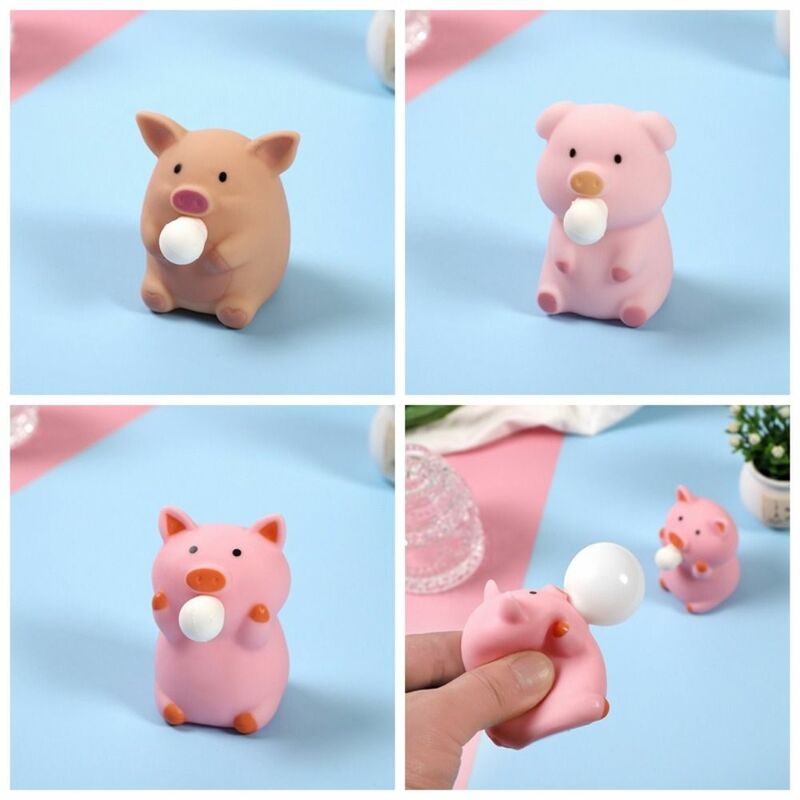 PVC Pinch Spit Pig Toy Stress Relief Toy Vent Ball Candy Colour Animal Decompression Toy Birthday