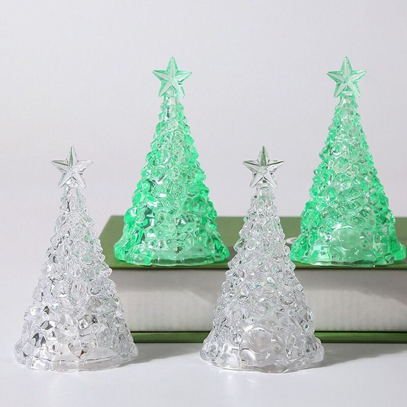 Lámpara de cristal transparente para árbol de Navidad, atmósfera luminosa, luz nocturna colorida, luces LED Xms Eve, vela