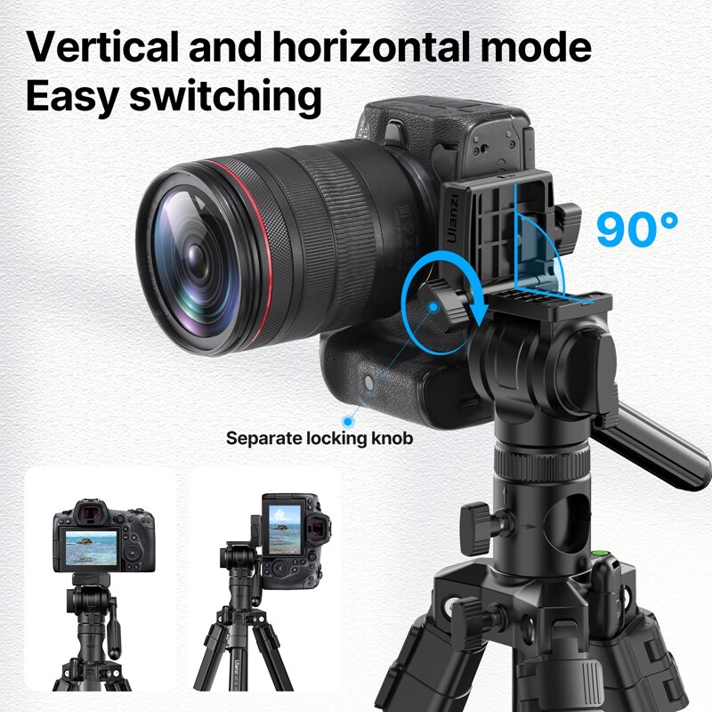 Ulanzi MT-65, Tripod Horizontal profesional untuk kamera ponsel Max 1.76M aluminium Tripod wBluetooth untuk Canon Nikon Sony