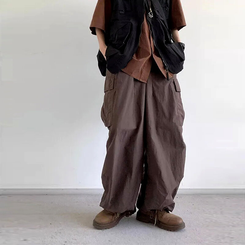 Брюки-карго большого размера для мужчин и женщин, винтажные Свободные повседневные штаны в стиле хип-хоп, с несколькими карманами, с широкими штанинами, весна, брюки унисекс для пар