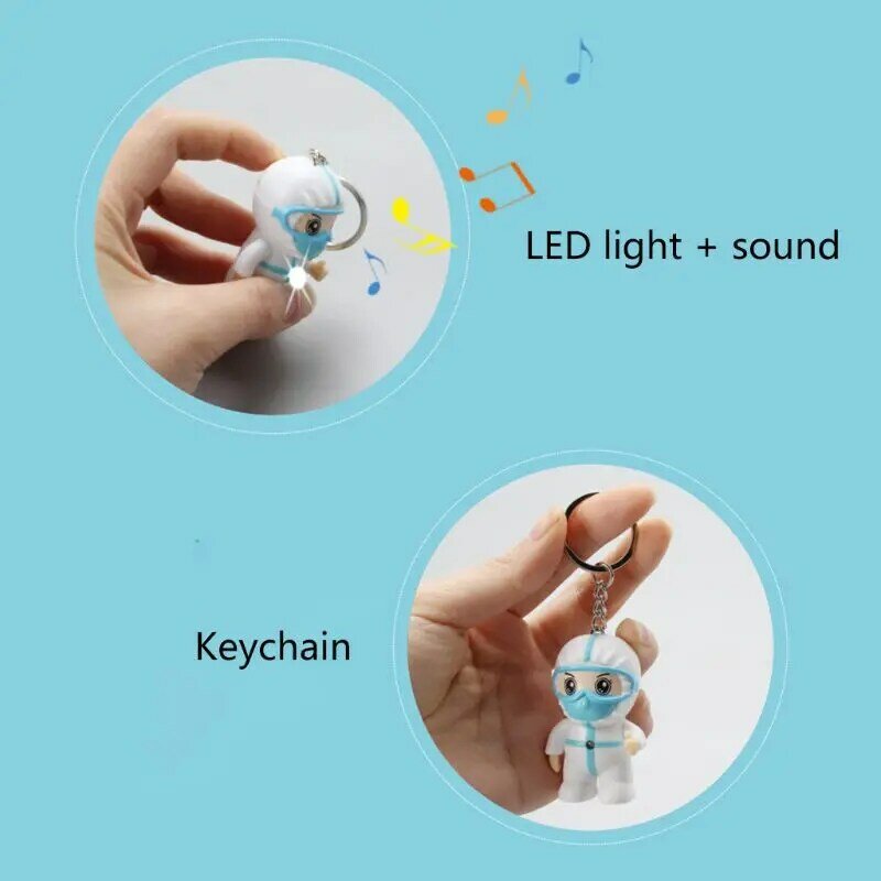 LED dạ quang phim hoạt hình y tá móc khóa mặt dây chuyền trang sức cho móc chìa khóa mặt dây chuyền trang trí