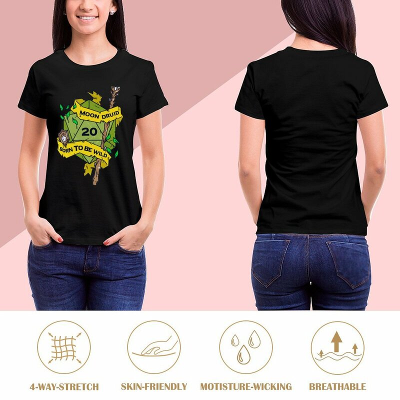 Tabletop RPG Moon Druid - Born To Be Wild t-shirt tees summer top top magliette taglie forti per le donne vestibilità ampia
