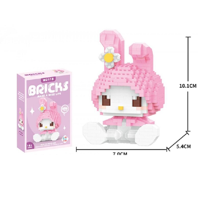 Hello Kitty Bouwsteen Sanrio Anime Figuur Kuromi Geassembleerd Speelgoed Decoratief Ornament Model Kinderen Puzzel Poppen Geschenken