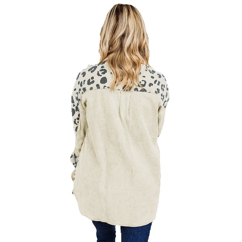 Shiying-abrigo de pana para mujer, chaqueta holgada con botones de leopardo, invierno, 854145