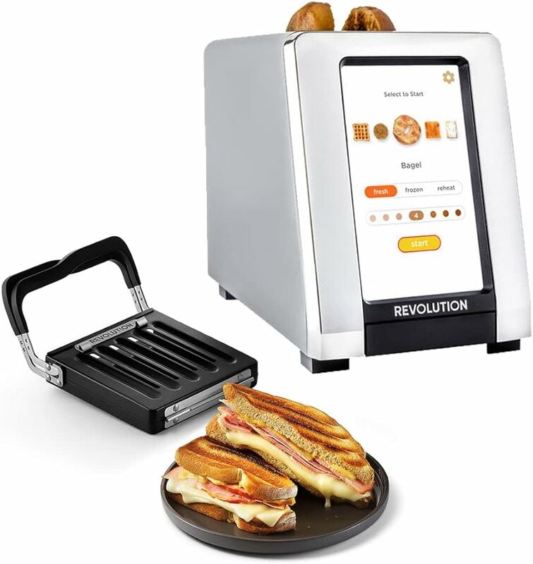 Hochgeschwindigkeits-Touchscreen-Toaster der 180er Jahre, intelligenter 2-Scheiben-Toaster mit patentierter Instaglo-Technologie und Revolution-Toastie-Panini-Presse