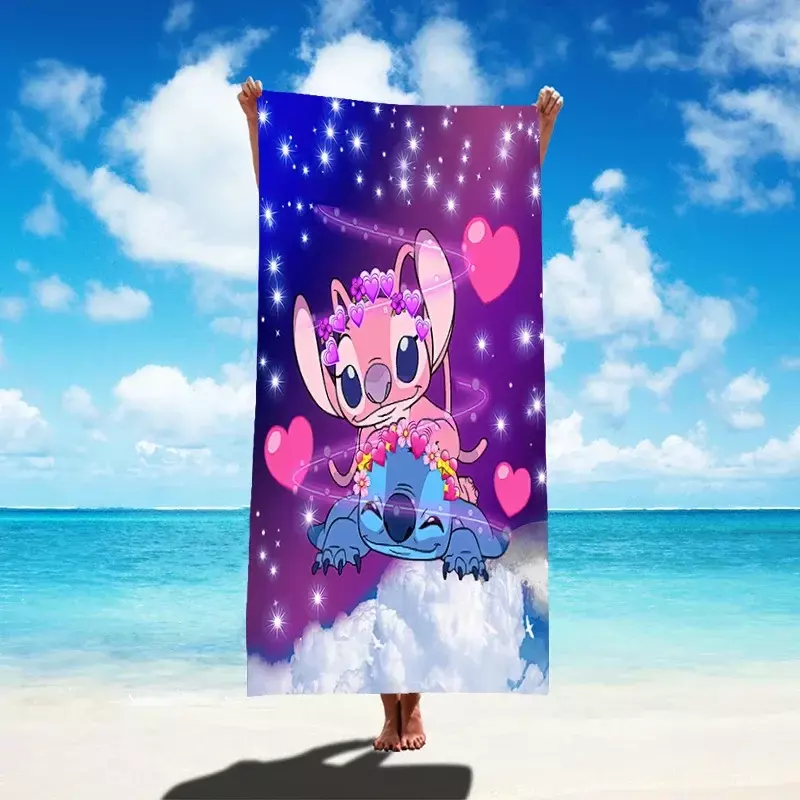 Disney Stitch Cartoon Bath Towel Anime Figures Lilo & Stitch Kids Beach Towel Summer Swim Bath Towel Bathroom Supplies 75x150CM