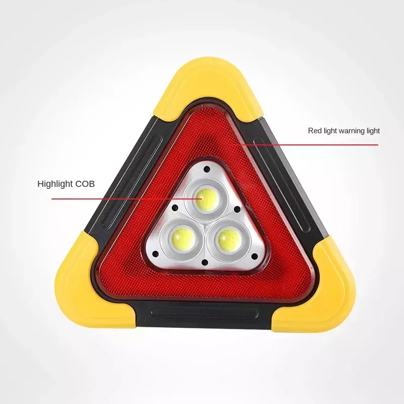 Triangolo di avvertimento di emergenza per auto portatile tre in uno per treppiede per auto con illuminazione a LED e porta di ricarica USB