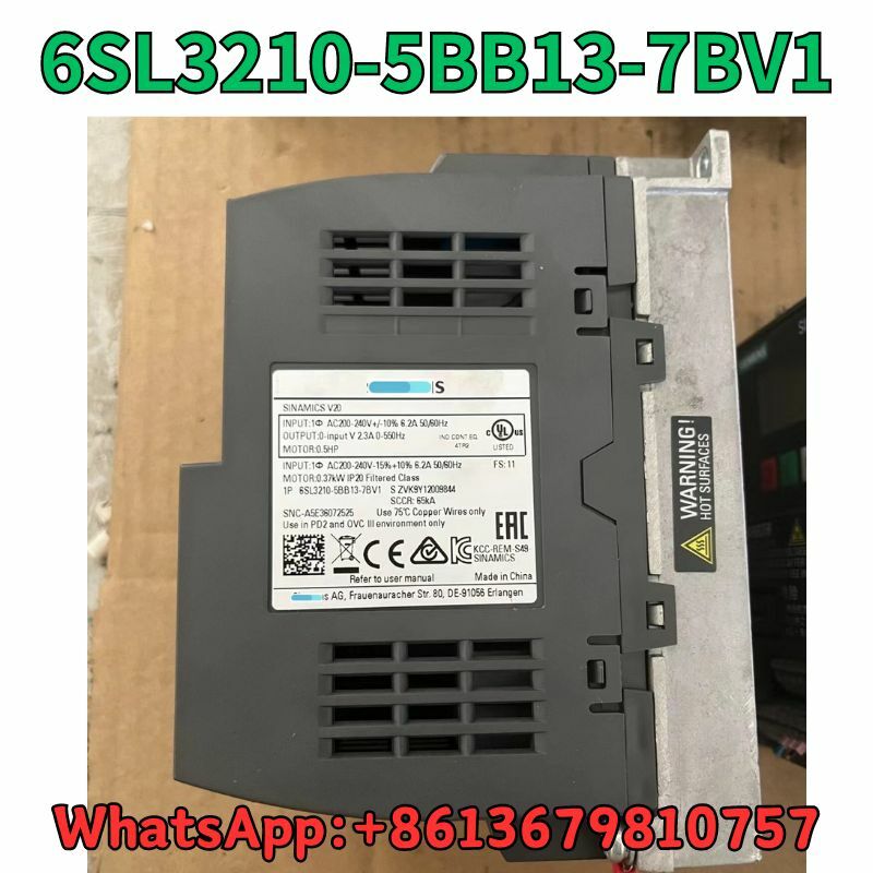 Convertidor de frecuencia 6SL3210-5BB13-7BV1 usado, prueba OK, envío rápido