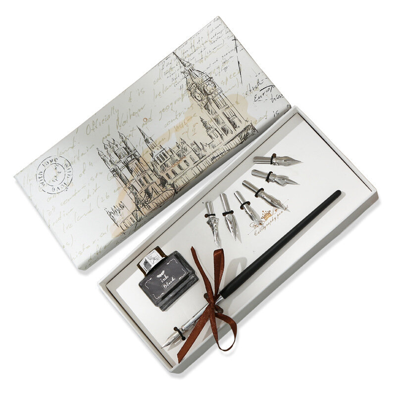 新しいレトロな万年筆セット,ヨーロピアンスタイルの万年筆,木製のポール,万年筆,お祭りの贈り物