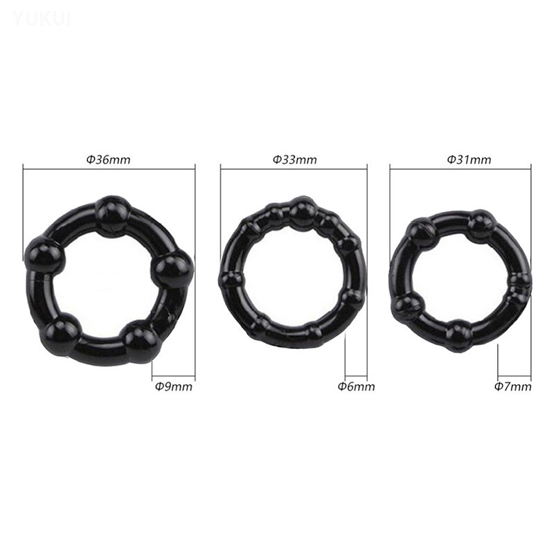 3 Pcs/Set Cock Ring Delay Ejaculation Adult Toys For Men Dick Enlargement Silicone Penis Ring Male Sex Toys Stronger Erection
