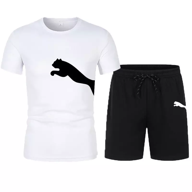 韓国のメンズ半袖Tシャツとショーツ,カジュアルなスポーツウェア,夏のファッション2024