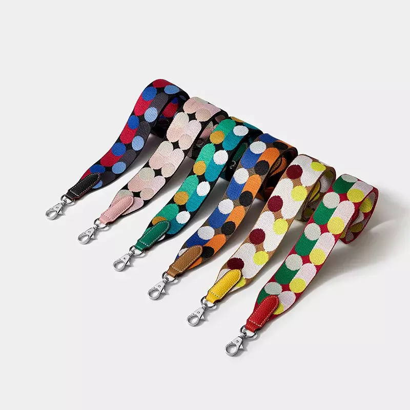 Cocok untuk tas merek wanita, tali bahu pengganti anyaman warna kontras titik mode lebar 5 cm