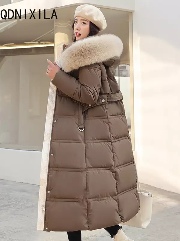 Модные парки для женщин, корейские повседневные куртки, элегантные пальто большого размера, новинка, утепленный Топ с длинным рукавом, Осень-зима 2024