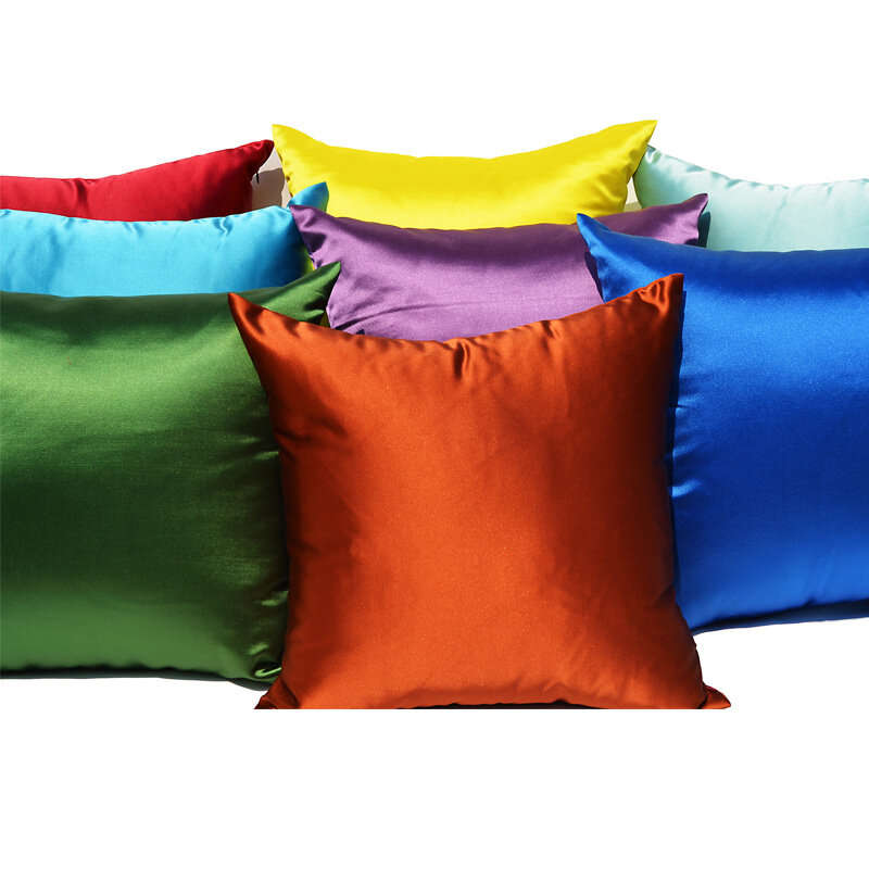 Gloss surface solid color Silk satin pillowcase cushion cover 45x45cm 50x50cm 60x60cm Waist pillow 30x50cm
