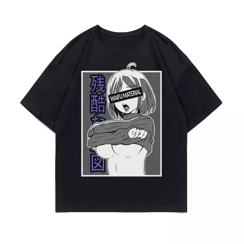 女性用半袖原宿Tシャツ,日本の漫画の服,ペンタリ,グラフィックプリント,ラージサイズ,カジュアルファッション