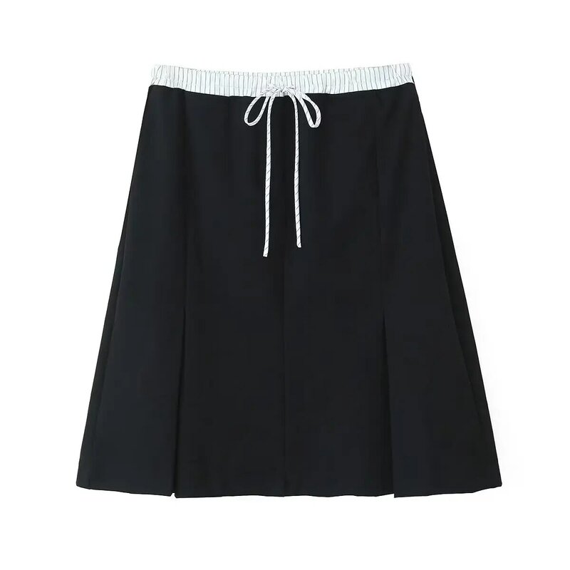 Women New Fashion Spliced flat angle underwear style Overlay design Mini Skirt Vintage High Waist Zipper Female Skirts Mujer