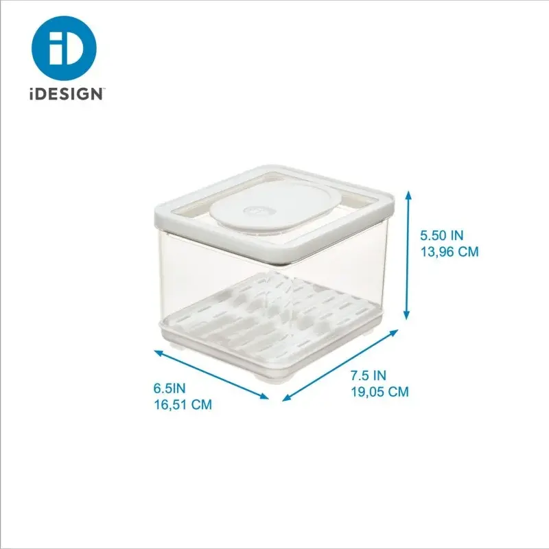 iDesign Plastic Produce Storage Tupperware Bin, 6.5 in x 5.5 in x 7.5 in, up to 2.88 L, Clear, Small