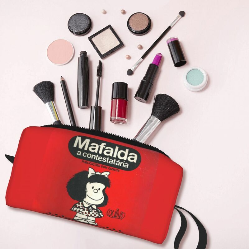 Viagem Personalizada Mafalda Saco De Higiene Pessoal, Bonito Quino Comic Manga Organizador De Maquiagem Cosméticos, Mulheres Beleza Armazenamento Dopp Kit Caso