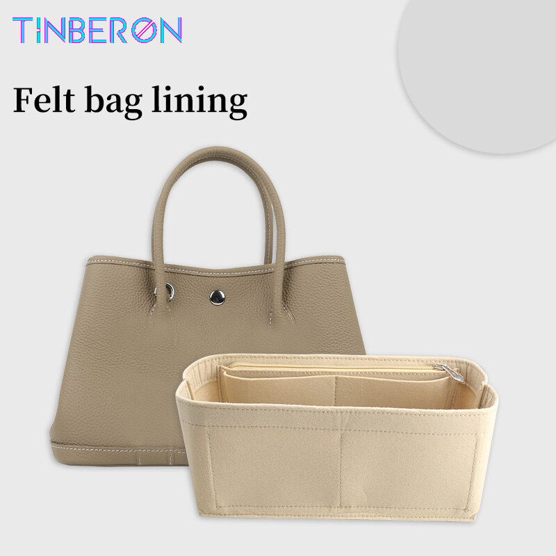 TINBERON Bag Insert Organizer for Garden Party Bag Bolsa Feminina Felt Cloth Liner Saco de armazenamento de grande capacidade Maquiagem Cosmetic Bag