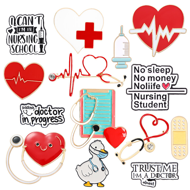 Stethoscope Collection Enamel Pins Cartoon Doctor Nurse Brooch Lapel Pin Custom Medical Badges Graduation Gift for Students