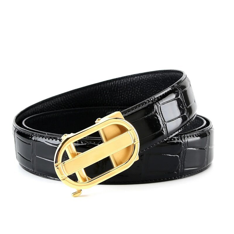 Fashion Luxury Designer High Grade Men's Leather Embedding Automatic Checkout Full Grain Leather Business Waistband Belt Belt