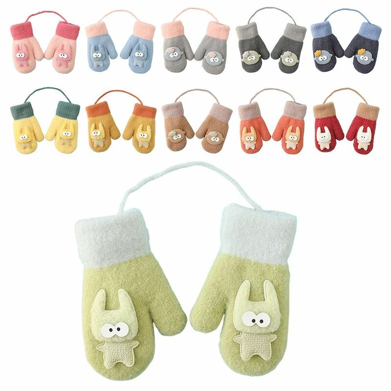Fluffy Lining Toddler Baby Mittens Cute Soft 1-3Years Kids Baby Knitted Gloves Winter Warm Gloves for Girls Boys