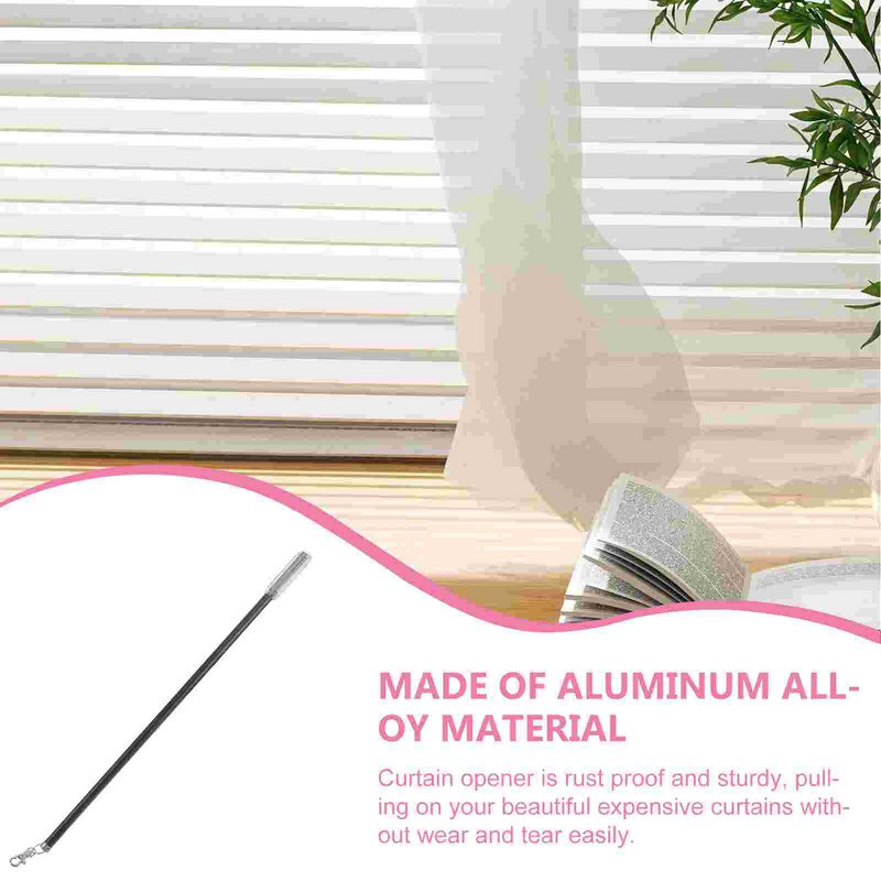 Aluminum Curtain Rods Metal Snap 21.8 Inch Push Wand Drapery Grommet Curtains Blind Opener Stick Versatile Drapery