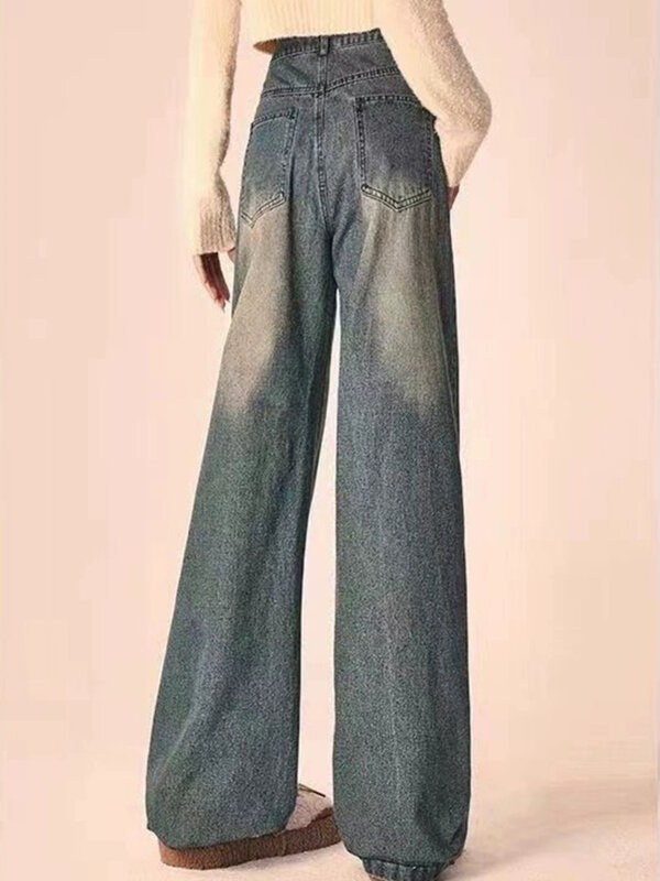Джинсы женские с вышивкой в стиле ретро, повседневные свободные Модные узкие брюки с прямыми штанинами, в стиле High Street, на лето
