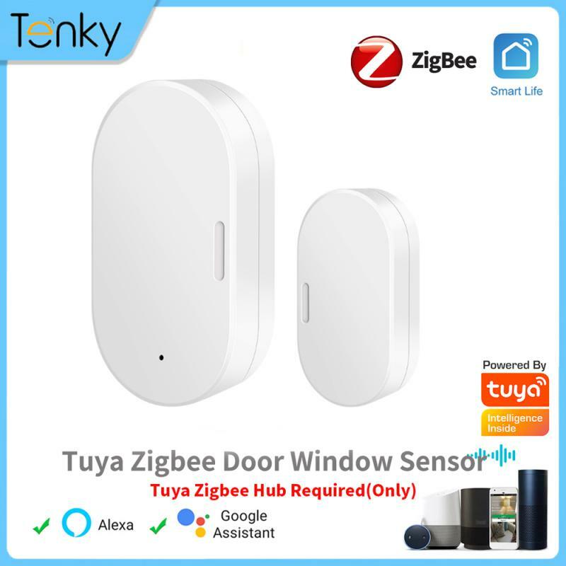 Tuya Zigbee Sensor magnético de puerta y ventana, conexión inalámbrica, detectores de puerta inalámbricos para el hogar inteligente, automatización magnética de puerta