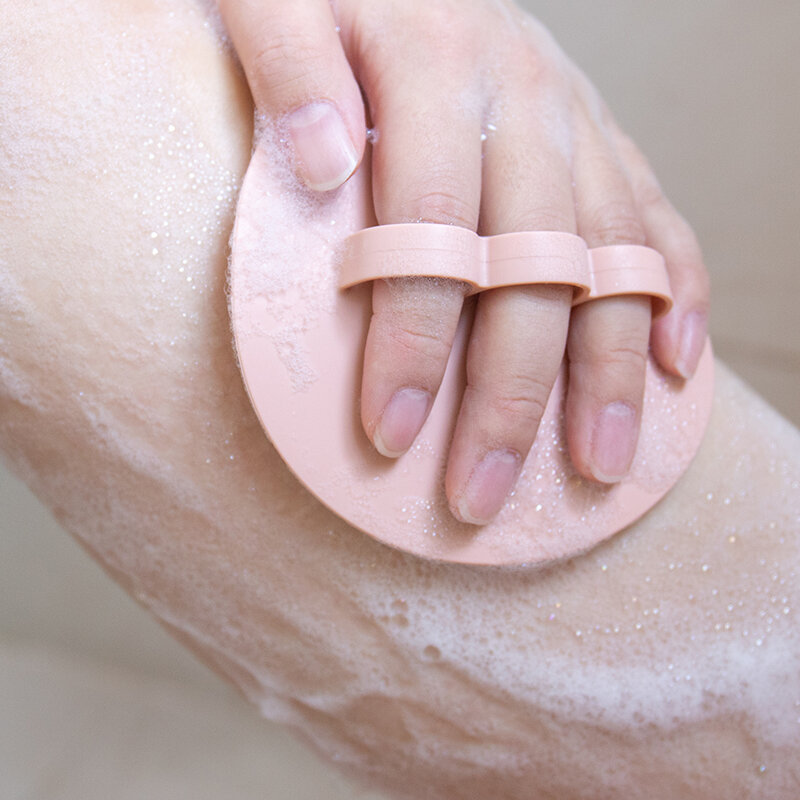 Penggosok Tubuh silikon, bulu alami kulit eksfoliator sikat spons mandi silikon sikat mandi