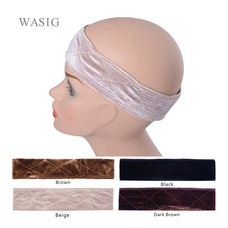 Гибкий бархатный шарф для парика Удобная повязка на голову Регулируемая крепежная повязка для парика бежевый, темно-коричневый, коричневый, черный