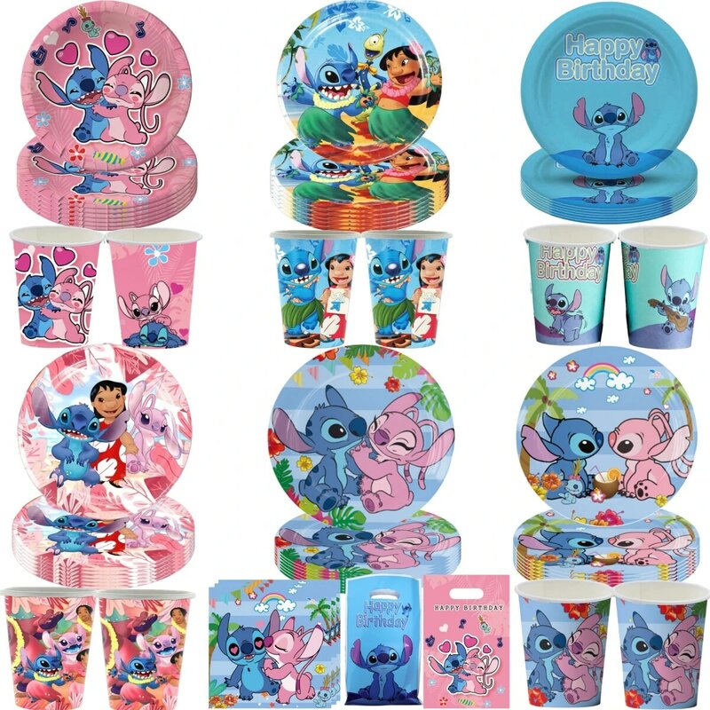 Disney Lilo & Stitch decorazione di compleanno angolo stoviglie usa e getta piatto tazza tovaglia Baby Shower bambini ragazze ragazzo forniture per feste