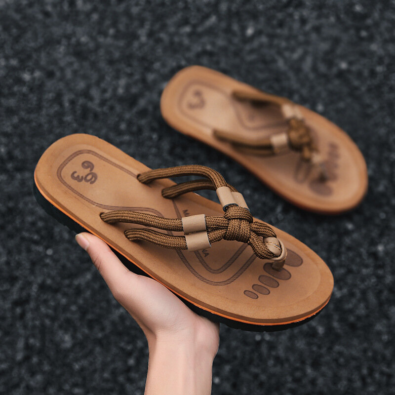Big Size 45 uomo infradito Design Outdoor tinta unita pantofole da uomo pantofole estive leggere sandali da spiaggia da uomo muslimah