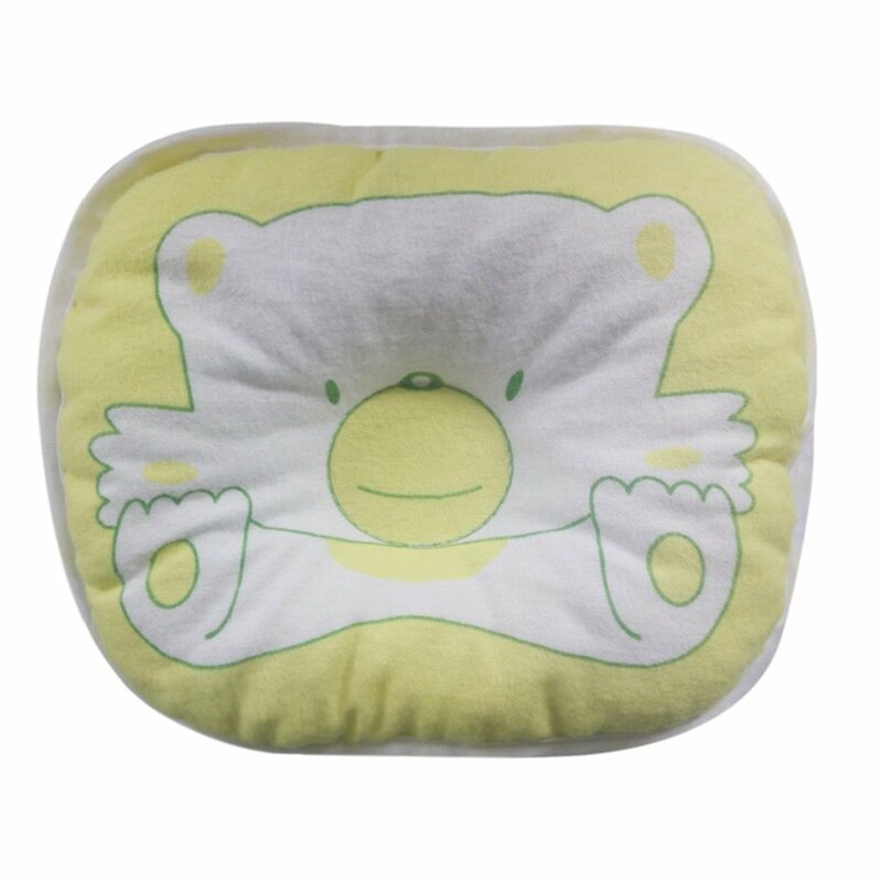 Adorável urso bonito dos desenhos animados padrão travesseiro recém-nascido bebê suporte almofada evitar cabeça plana algodão travesseiro para o bebê
