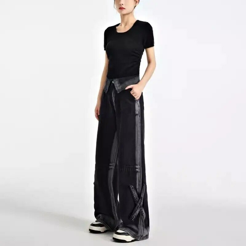 American Style Streetwear Fashion Retro Women's Jeans Streetwear 2023 Designer Fall Floor Pants Sexy Denim Trousers