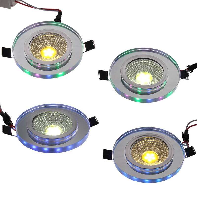 3 LED Bulbs Led Downlight Ceiling Light 86-265V Recessed Down Light Round Led Panel Light Colorful Warm/ White Crystal Lampshade
