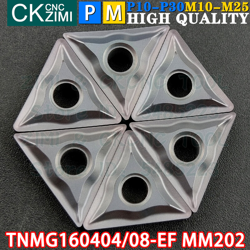 TNMG160404-EF MM202 TNMG160408-EF MM202 Inserções de Metal Duro Ferramentas de Inserção de Torneamento Externo TNMG1604 TNMG 1604 EF Torno mecânico de metal CNC Ferramentas de corte para torneamento
