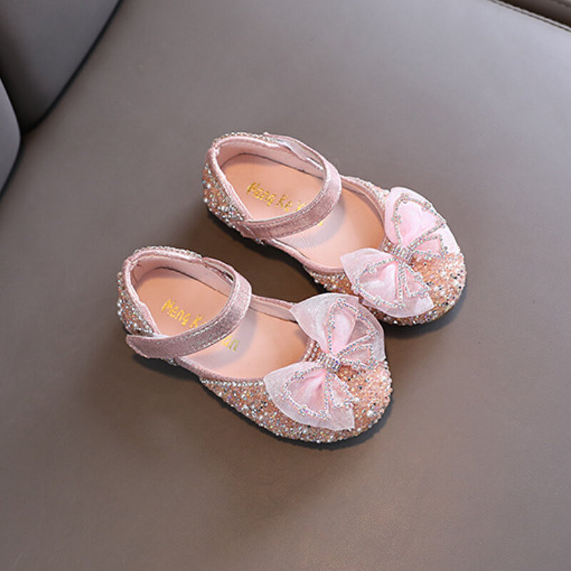 Sapatos Mary Janes de couro rosa para crianças, sapatilhas antiderrapantes femininas, sapato de princesa, casual, versátil, festa de moda, primavera, outono
